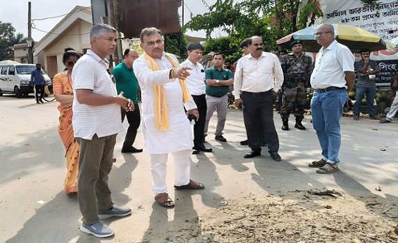 Tripura Finance Minister Pranajit Singha Roy reviews preparations for Seva Jyoti Kalas Yatra in Udaipur.
